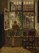 Interior with a boy at a window
